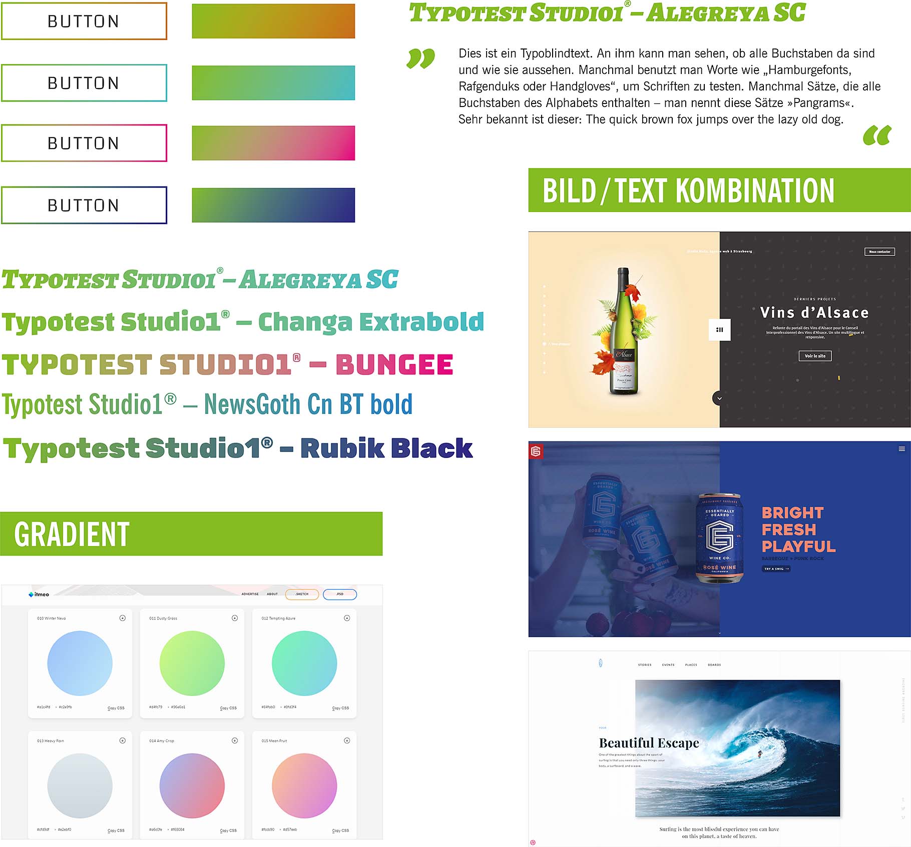 Studio1® Website Relaunch - Auszug Moodboard