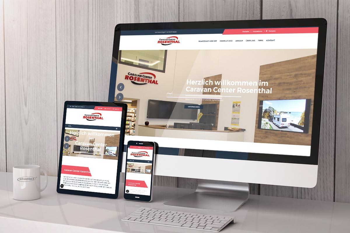 Studio1® Referenz Caravan Center Rosenthal Website und Web2-Print