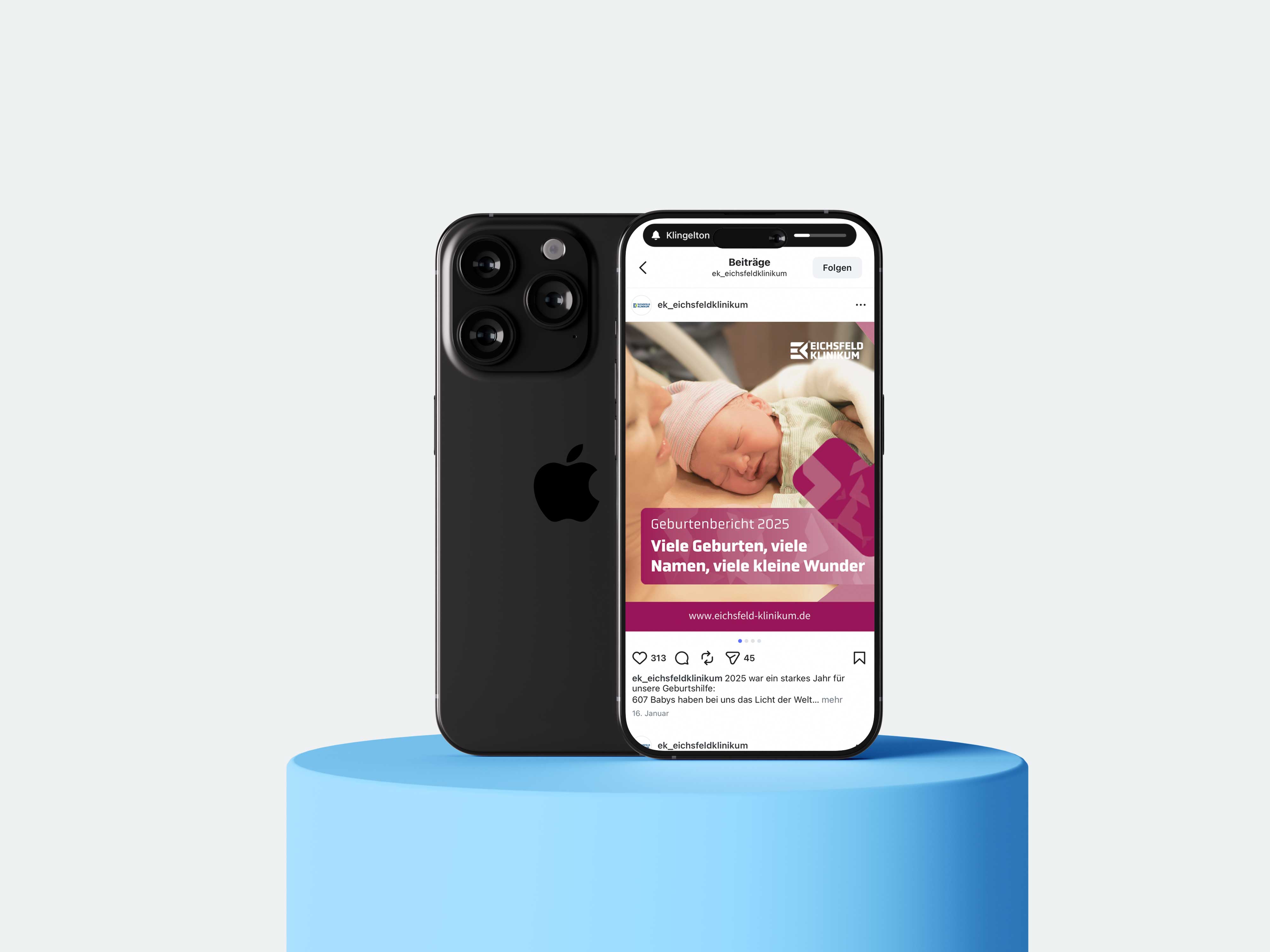 Studio1® Referenz Eichsfeld Klinikum Kampagne Geburtsklinik - Social Media