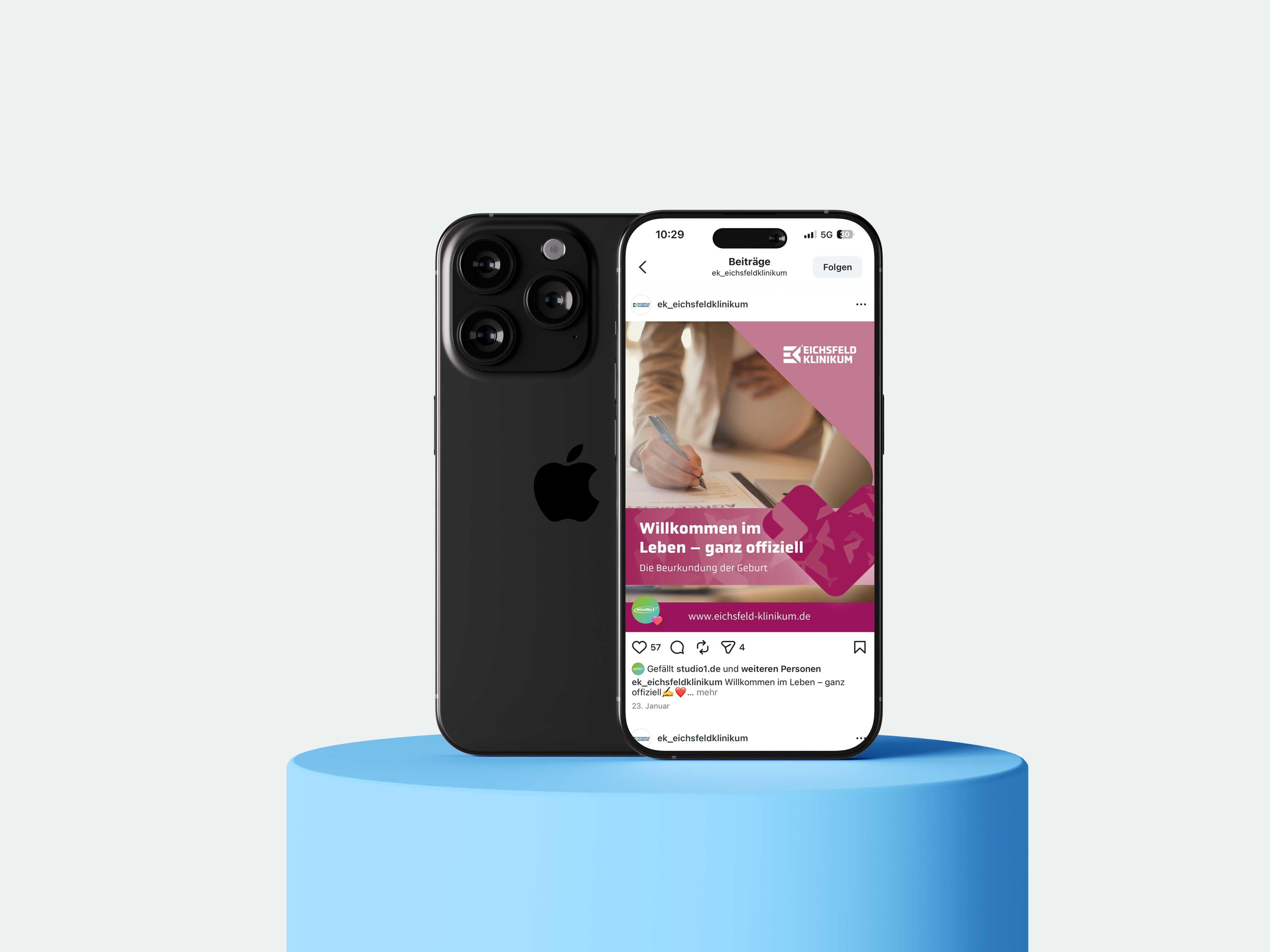 Studio1® Referenz Eichsfeld Klinikum Kampagne Geburtsklinik - Social Media