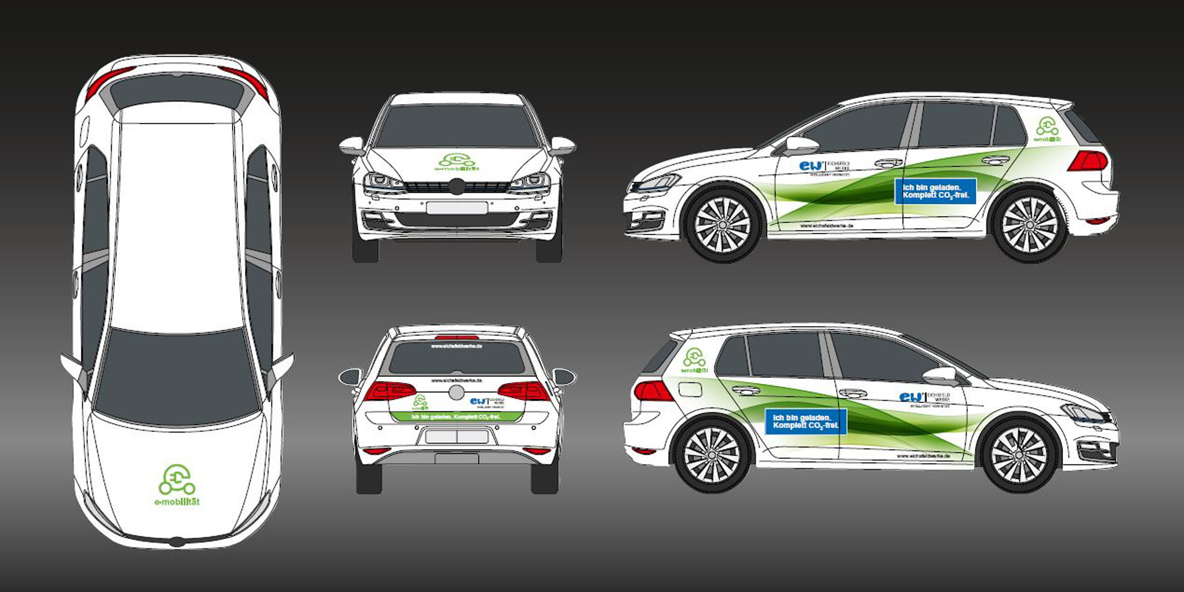 Studio1® Referenz Fahrzeugbeklebungen Kampagne E-Mobilität