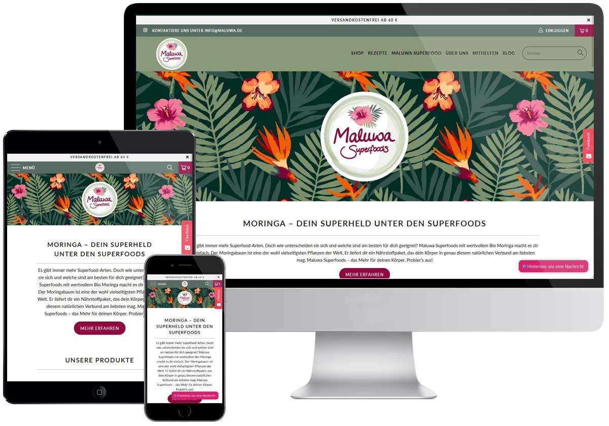 Studio1® Referenz Website und Shop Maluwa