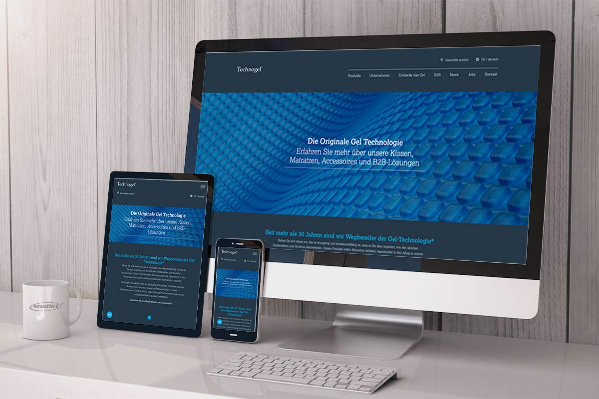 Studio1® Referenz Technogel: Websiteansichten