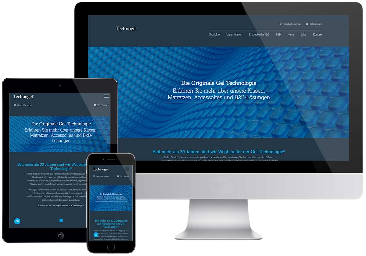 Studio1® Referenz Technogel: Websiteansichten